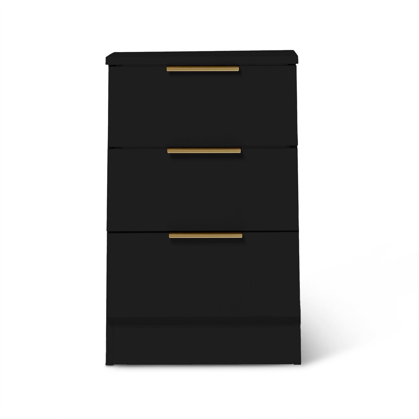 Essie 3 Drawer Bedside Table - Black