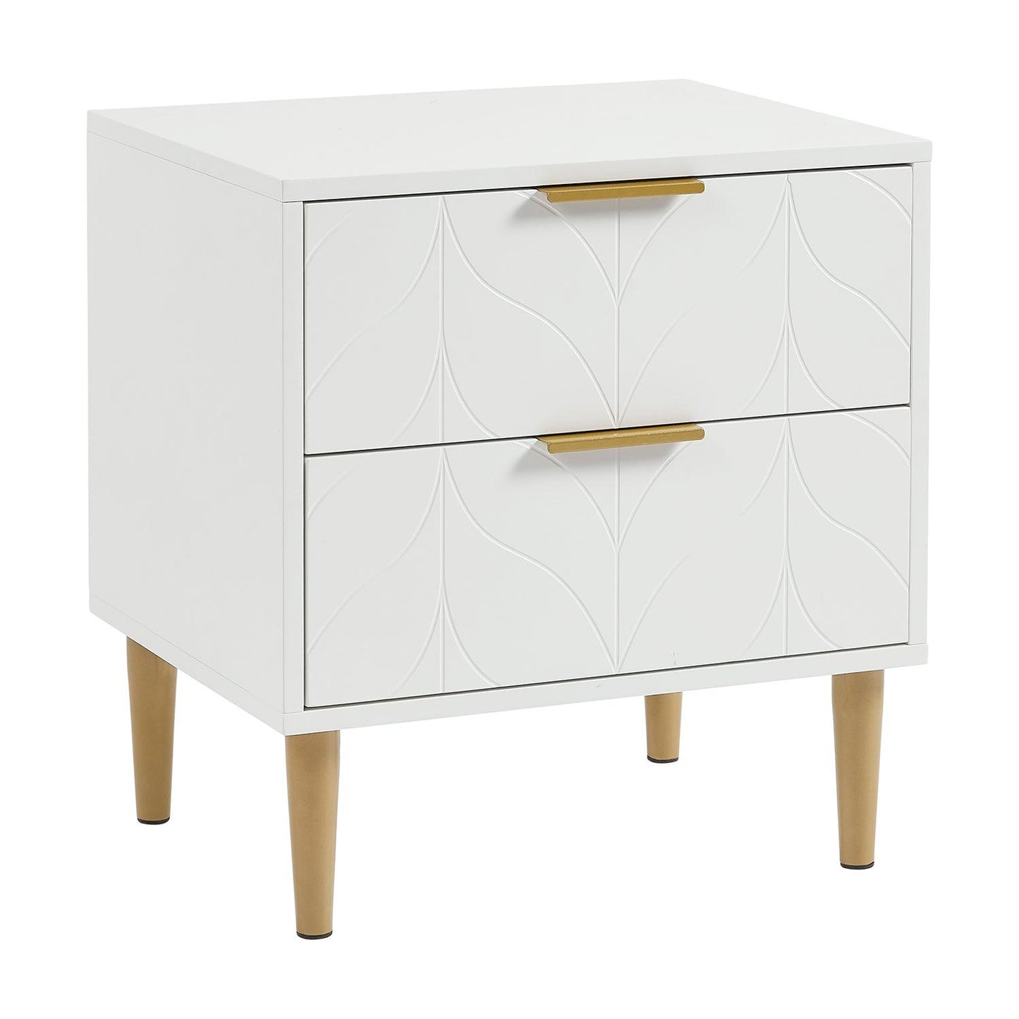 Gloria Bedside Table - White & Brass Effect