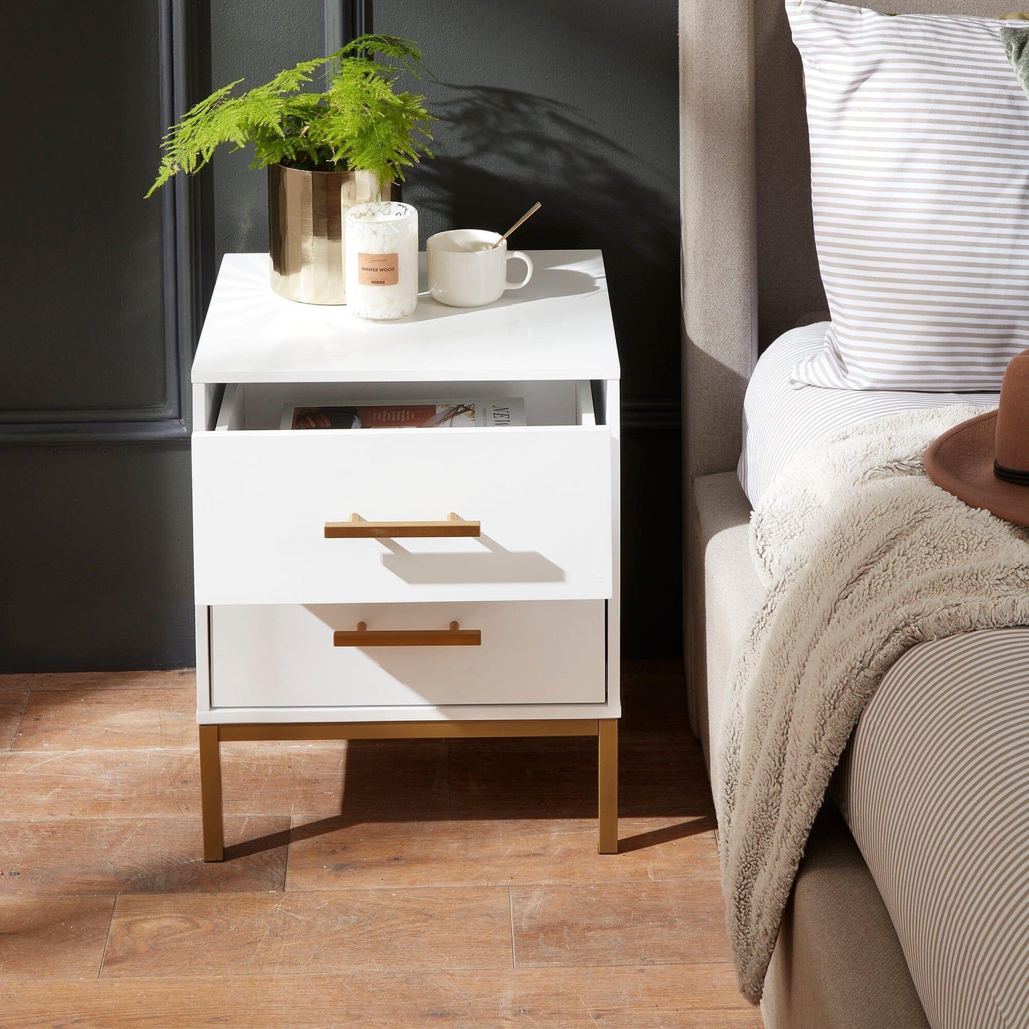 Marie Bedside Table - White